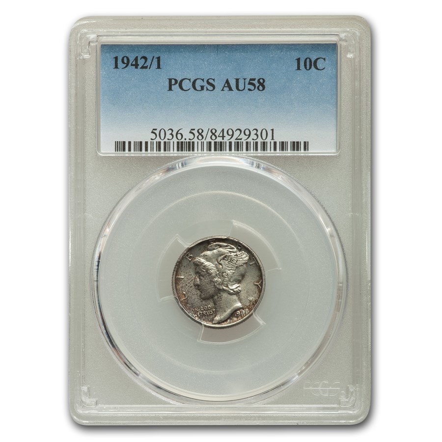 1942/1 Mercury Dime AU-58 PCGS