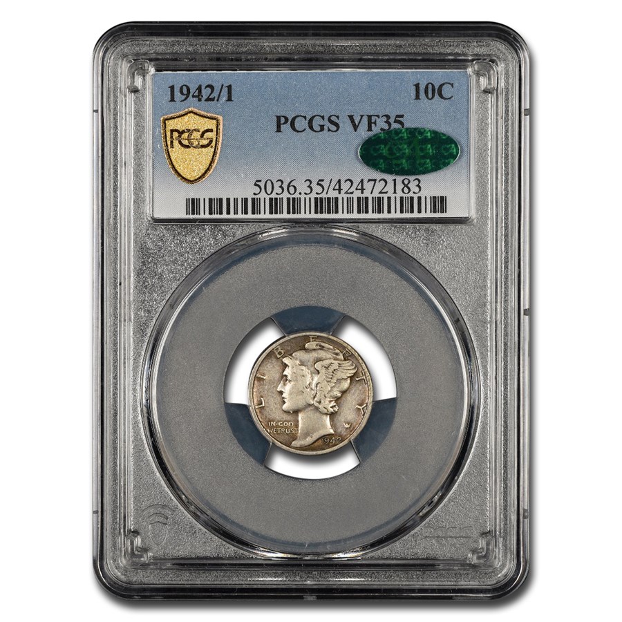 1942/1 Mercury Dime VF-35 PCGS CAC