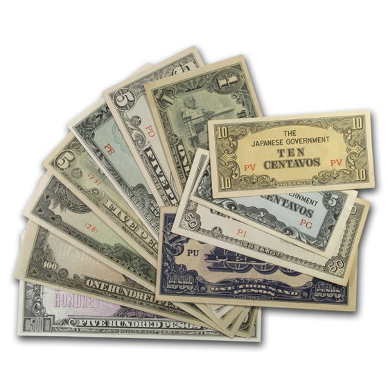1942-1944 Japanese Invasion of WWII Set (12 Note Set) 1942-1944 Japanese Invasion of WWII Set (12 Note Set)