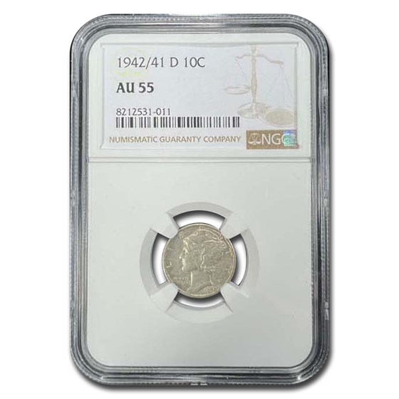 1942/41-D Mercury Dime AU-55 NGC 1942/41-D Mercury Dime AU-55 NGC