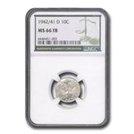 1942/41-D Mercury Dime MS-66 NGC (FB, Green Label)
