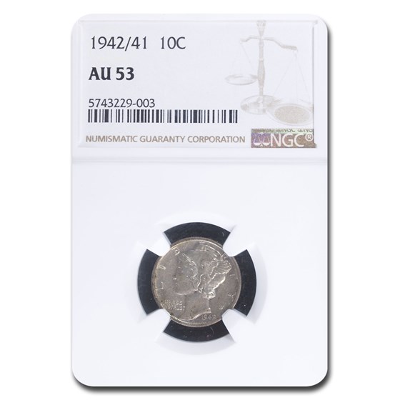 1942/41 Mercury Dime AU-53 NGC 1942/41 Mercury Dime AU-53 NGC