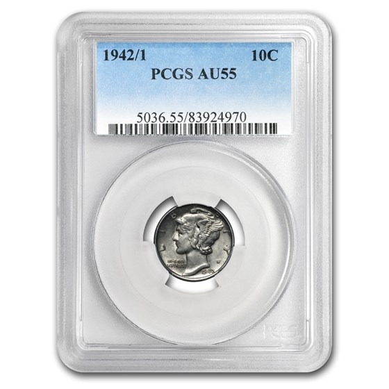 1942/41 Mercury Dime AU-55 PCGS 1942/41 Mercury Dime AU-55 PCGS