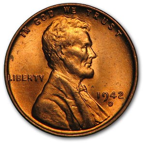 1942-D Lincoln Cent BU (Red) 1942-D Lincoln Cent BU (Red)