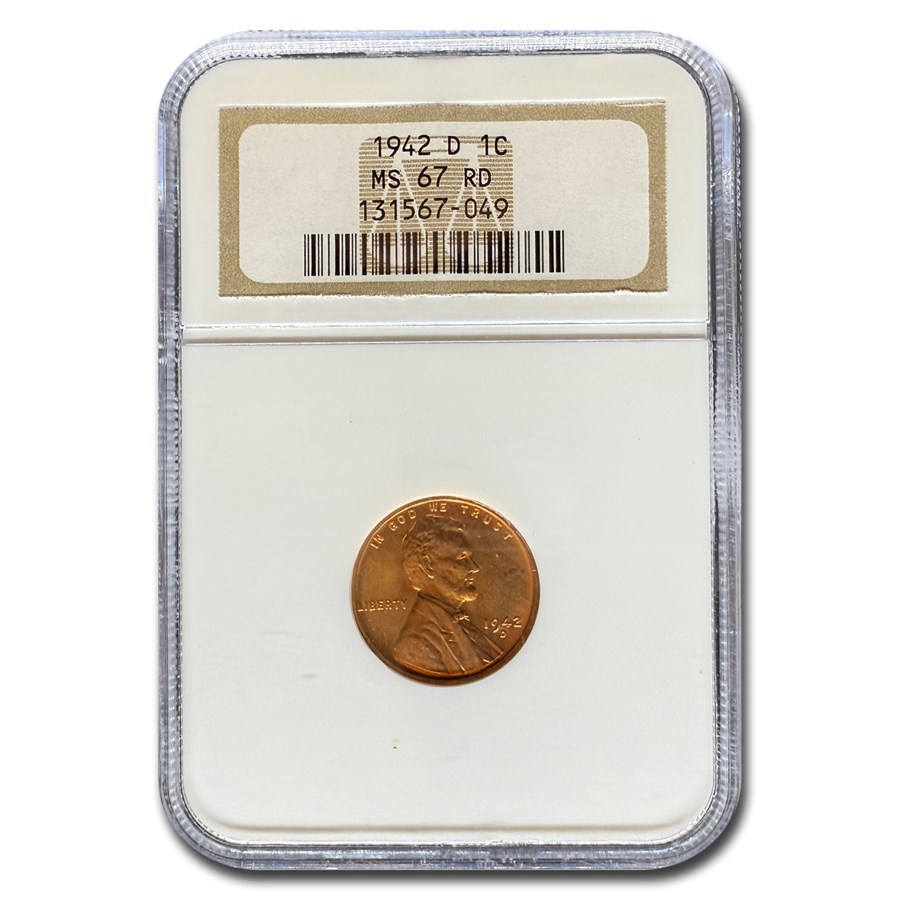 1942-D Lincoln Cent MS-67 NGC (Red)