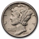 1942-D Mercury Dime 50-Coin Roll Avg Circ