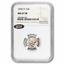 1942-D Mercury Dime MS-67 FB NGC