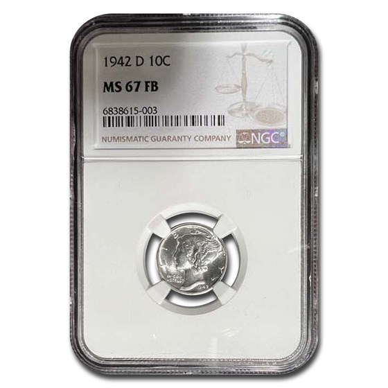 1942-D Mercury Dime MS-67 NGC (FB) 1942-D Mercury Dime MS-67 NGC (FB)
