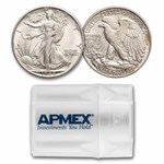 1942-D Walking Liberty Half Dollar 20-Coin Roll BU