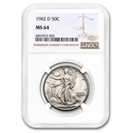 1942-D Walking Liberty Half Dollar MS-64 NGC