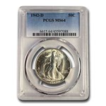 1942-D Walking Liberty Half Dollar MS-64 PCGS