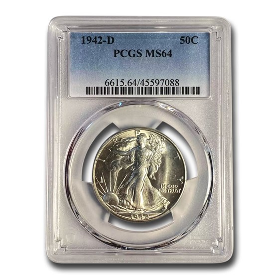 1942-D Walking Liberty Half Dollar MS-64 PCGS 1942-D Walking Liberty Half Dollar MS-64 PCGS