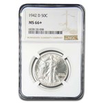 1942-D Walking Liberty Half Dollar MS-66+ NGC
