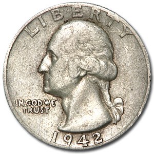 1942-D Washington Quarter Good/VF 1942-D Washington Quarter Good/VF
