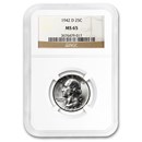 1942-D Washington Quarter MS-65 NGC