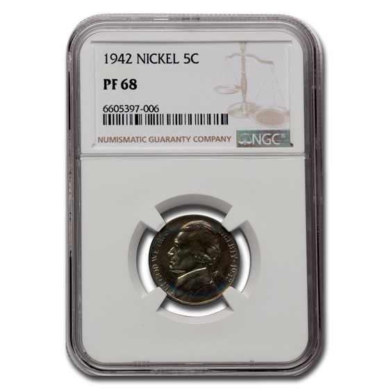 1942 Jefferson Nickel PF-68 NGC (Type-I) 1942 Jefferson Nickel PF-68 NGC (Type-I)