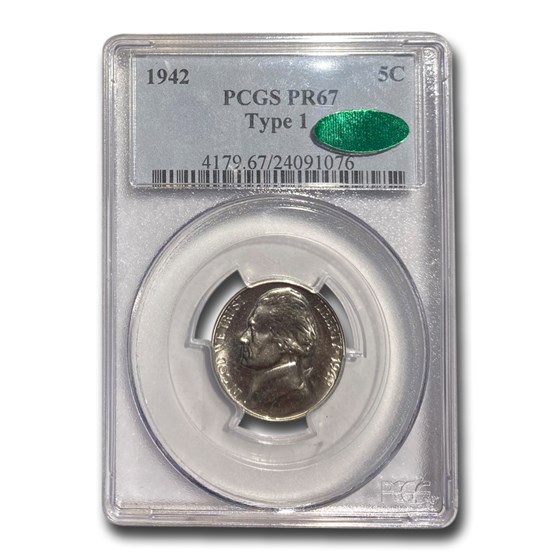 1942 Jefferson Nickel PR-67 PCGS CAC (Type I) 1942 Jefferson Nickel PR-67 PCGS CAC (Type I)