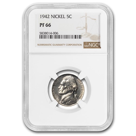 1942 Jefferson Nickel Type-I PF-66 NGC