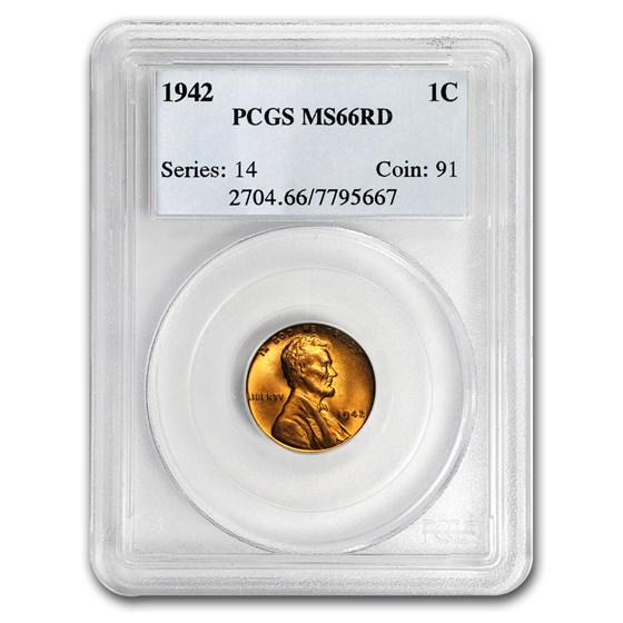 1942 Lincoln Cent MS-66 PCGS (Red) 1942 Lincoln Cent MS-66 PCGS (Red)