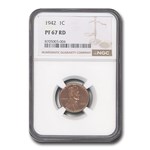 1942 Lincoln Cent PF-67 NGC (Red)