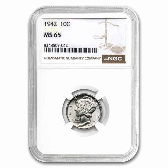 1942 Mercury Dime MS-65 NGC 1942 Mercury Dime MS-65 NGC