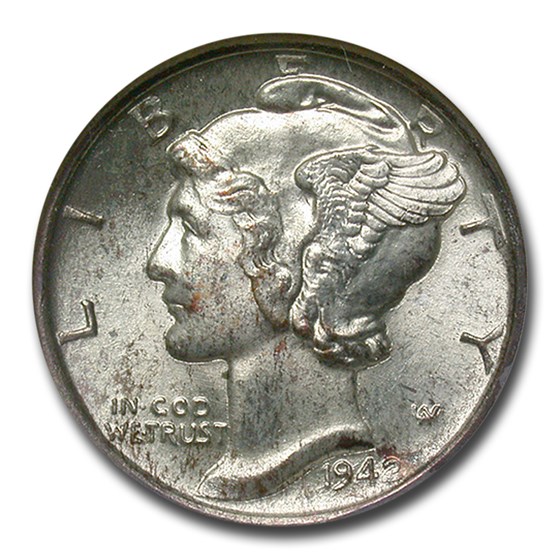 1942 Mercury Dime MS-66 NGC CAC (FB) 1942 Mercury Dime MS-66 NGC CAC (FB)