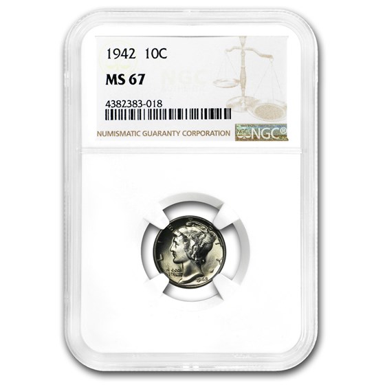 1942 Mercury Dime MS-67 NGC 1942 Mercury Dime MS-67 NGC