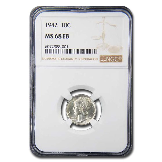 1942 Mercury Dime MS-68 NGC (FB) 1942 Mercury Dime MS-68 NGC (FB)