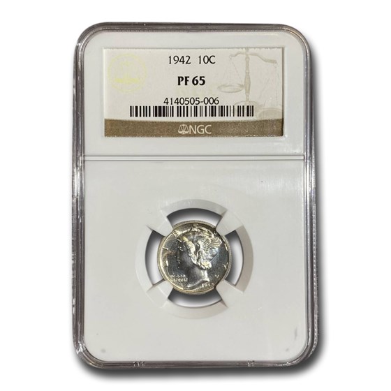 1942 Mercury Dime PF-65 NGC 1942 Mercury Dime PF-65 NGC