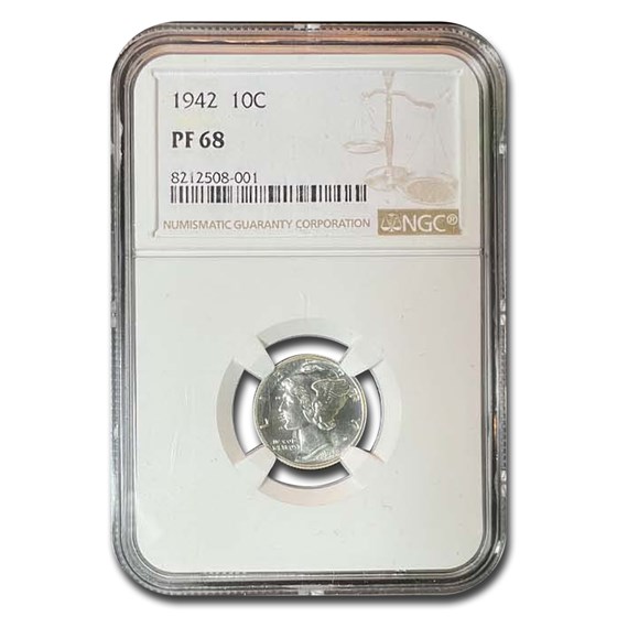 1942 Mercury Dime PF-68 NGC 1942 Mercury Dime PF-68 NGC