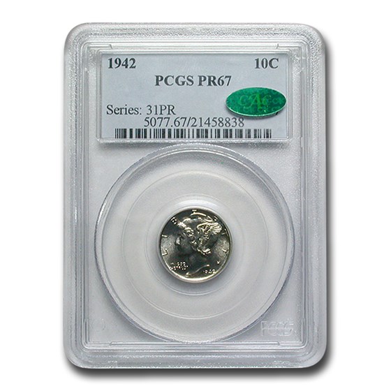 1942 Mercury Dime PR-67 PCGS CAC 1942 Mercury Dime PR-67 PCGS CAC