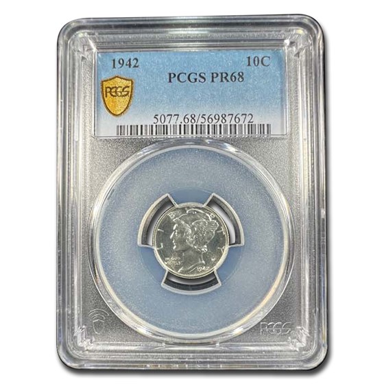 1942 Mercury Dime PR-68 PCGS 1942 Mercury Dime PR-68 PCGS