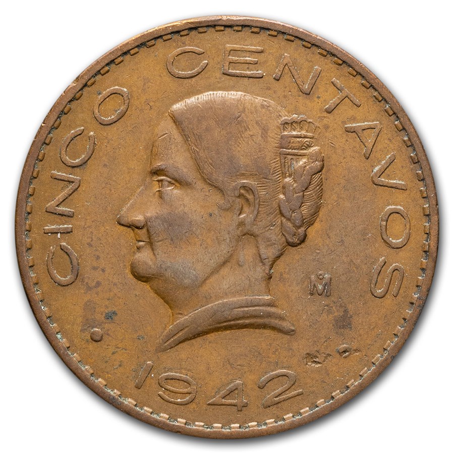 1942 Mexico Bronze 5 Centavos XF
