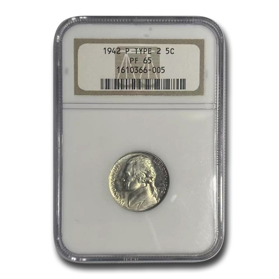 1942-P Silver Jefferson Nickel Type-II PF-65 NGC