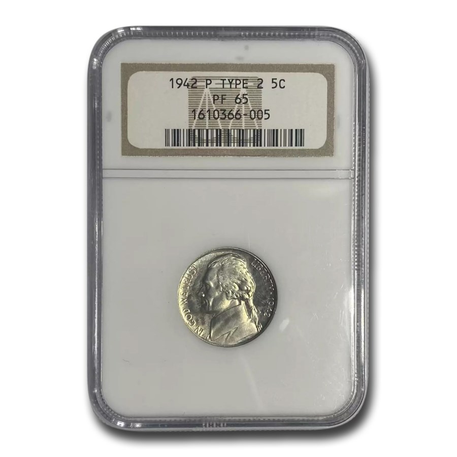 1942-P Silver Jefferson Nickel Type-II PF-65 NGC