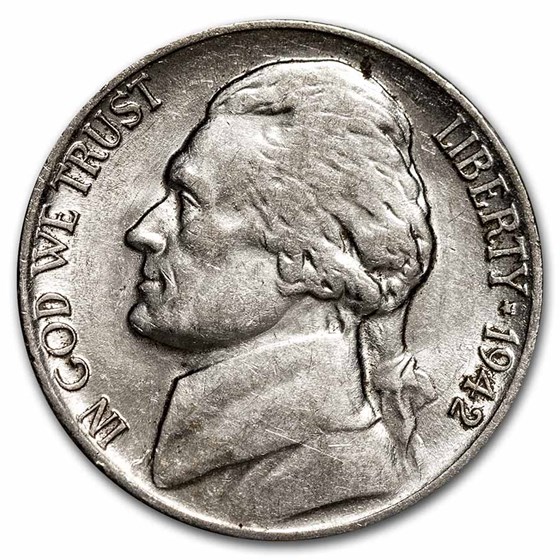 1942-P Silver Wartime Jefferson Nickel AU 1942-P Silver Wartime Jefferson Nickel AU