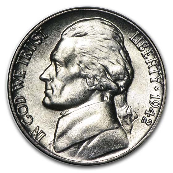 1942-P Silver Wartime Jefferson Nickel BU