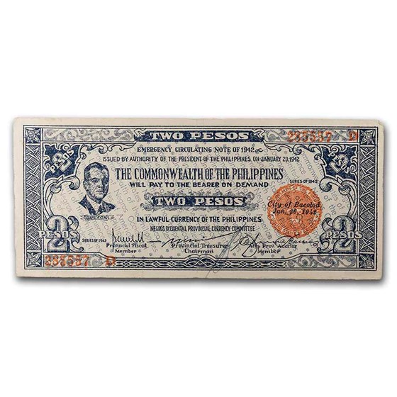 1942 Philippines Guerilla Currency 2 Pesos Note VF 1942 Philippines Guerilla Currency 2 Pesos Note VF