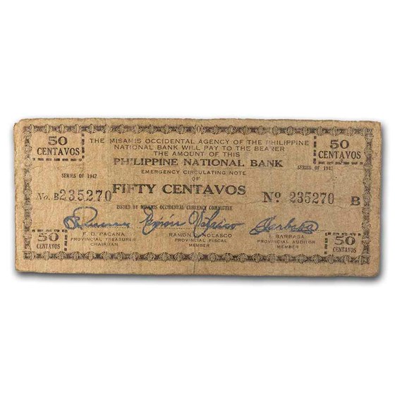 1942 Philippines Guerilla Currency 50 Centavos Note VF 1942 Philippines Guerilla Currency 50 Centavos Note VF