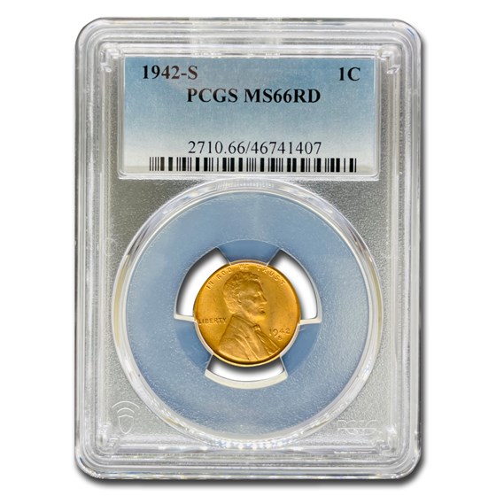1942-S Lincoln Cent MS-66 PCGS (Red) 1942-S Lincoln Cent MS-66 PCGS (Red)