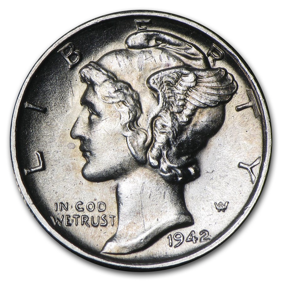 1942-S Mercury Dime Gem BU
