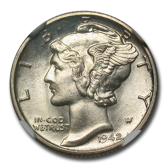 1942-S Mercury Dime MS-66 NGC (FB) 1942-S Mercury Dime MS-66 NGC (FB)