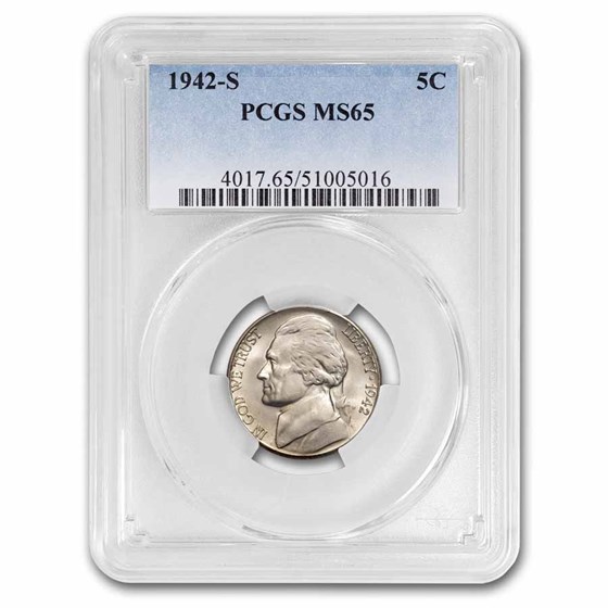 1942-S Silver Jefferson Nickel Type-II MS-65 PCGS