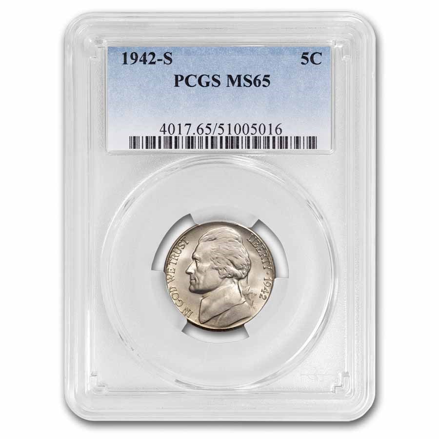 1942-S Silver Jefferson Nickel Type-II MS-65 PCGS