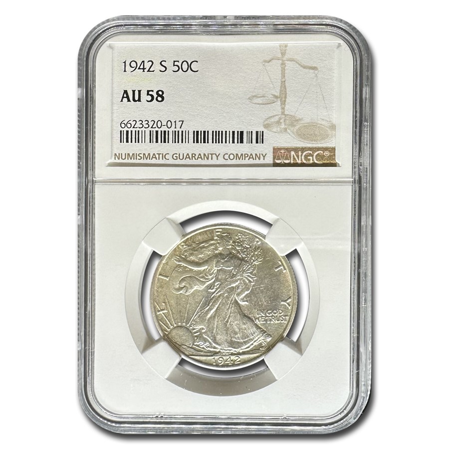1942-S Walking Liberty Half Dollar AU-58 NGC