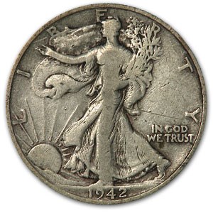 1942-S Walking Liberty Half Dollar Fine/VF