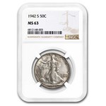 1942-S Walking Liberty Half Dollar MS-63 NGC