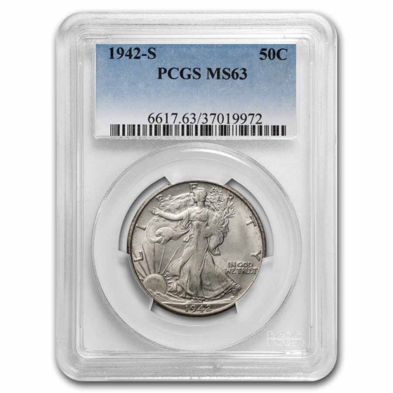 1942-S Walking Liberty Half Dollar MS-63 PCGS 1942-S Walking Liberty Half Dollar MS-63 PCGS