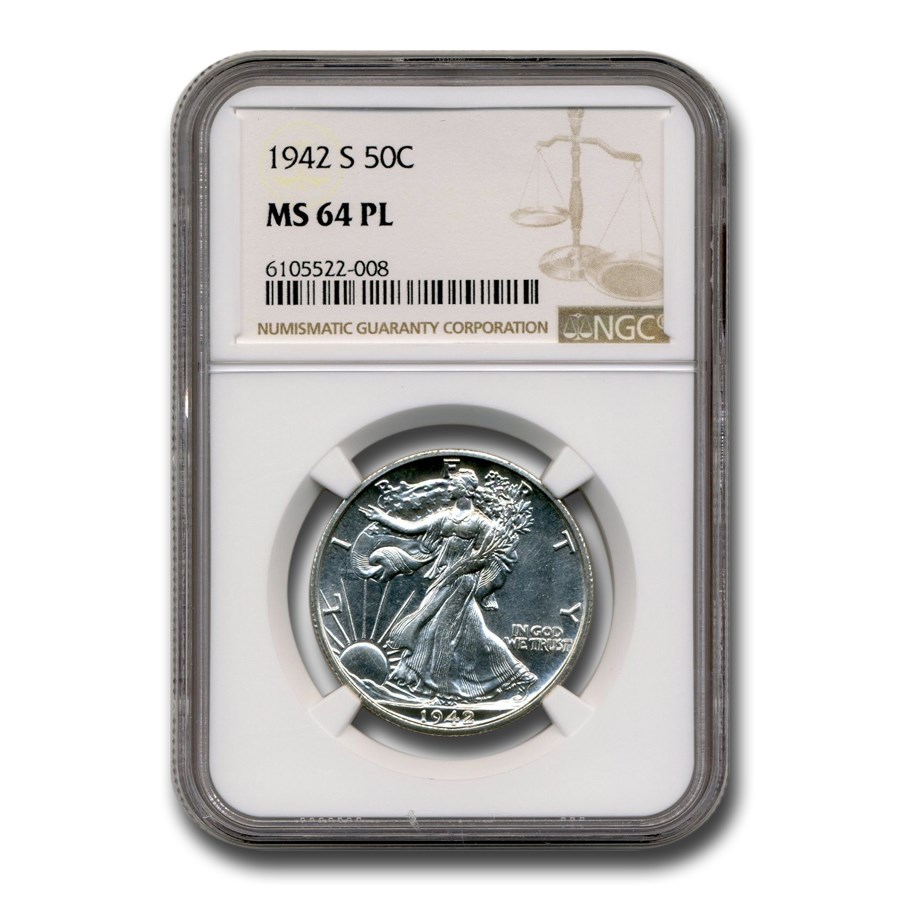 1942-S Walking Liberty Half Dollar MS-64 NGC (PL)