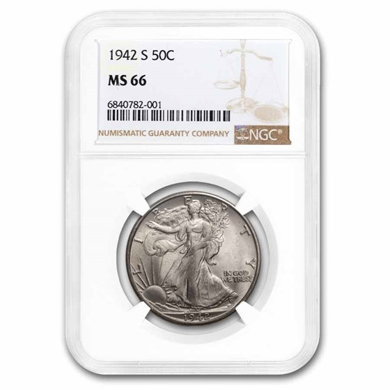 1942-S Walking Liberty Half Dollar MS-66 NGC 1942-S Walking Liberty Half Dollar MS-66 NGC